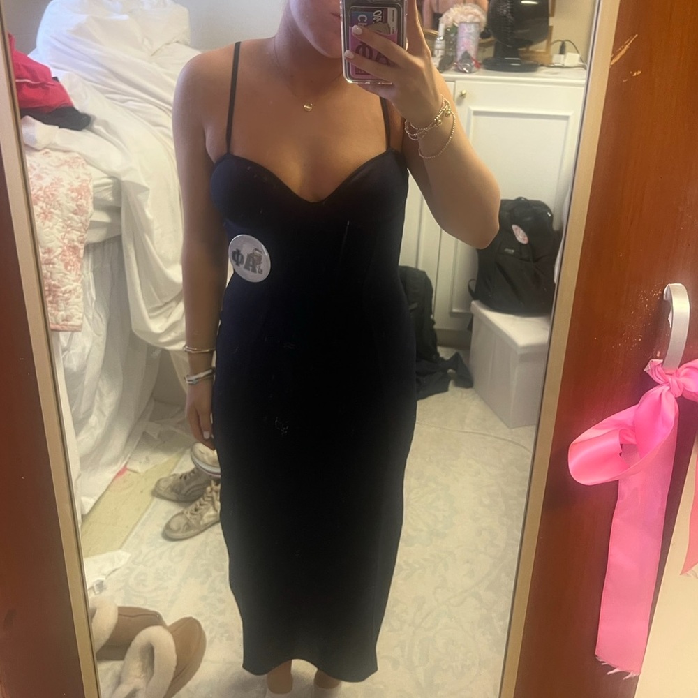 Zara Dress Fitted Knit Dress Navy Blue - Picture 2 of 4